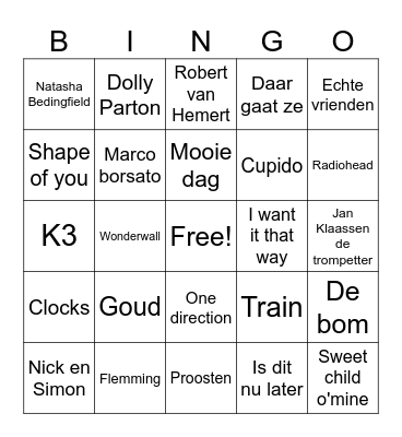 Muziek bingo Card
