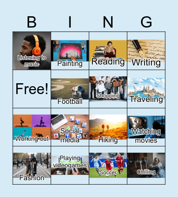 Hobbies Bingo Card