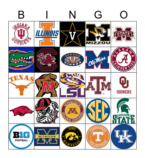 College Football Bingo Card