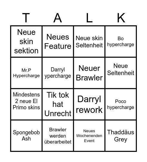 Brawl Talk Predictions Bingo Card