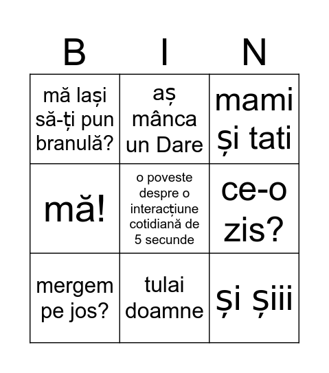Ana Bingo Card
