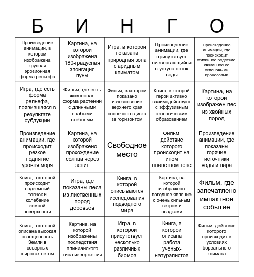 Культурный аспект Bingo Card