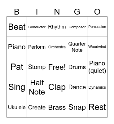 Music BINGO Card