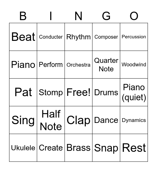 Music BINGO Card