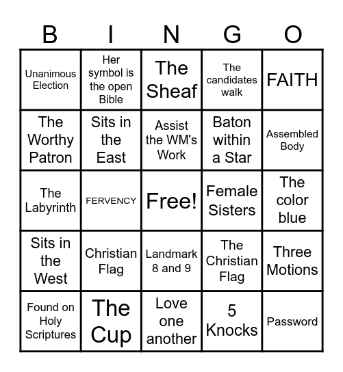 OES Bingo Card