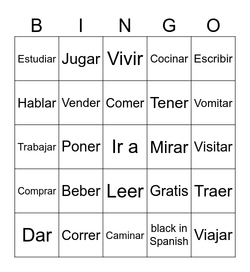 Spanish Bingo Card