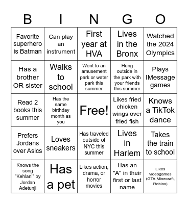 Find a Friend Who: Bingo Card