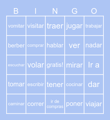 Spanish Bingo Card