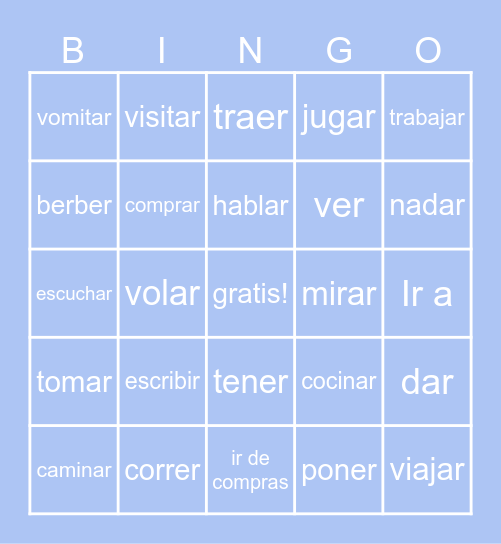 Spanish Bingo Card