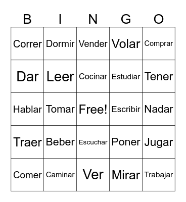 Spanish Bingo Card