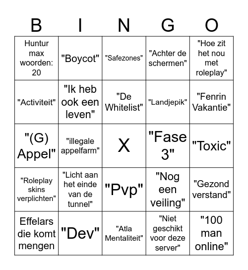 Koningencall bingo Card