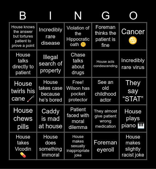 House Bingo Card