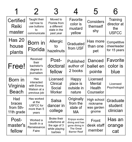 USFCC STAFF BINGO Card