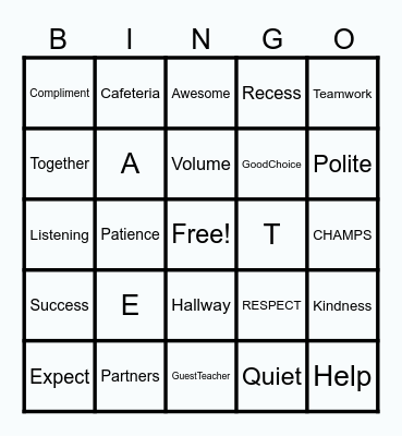 Behavior BINGO!!!! Bingo Card