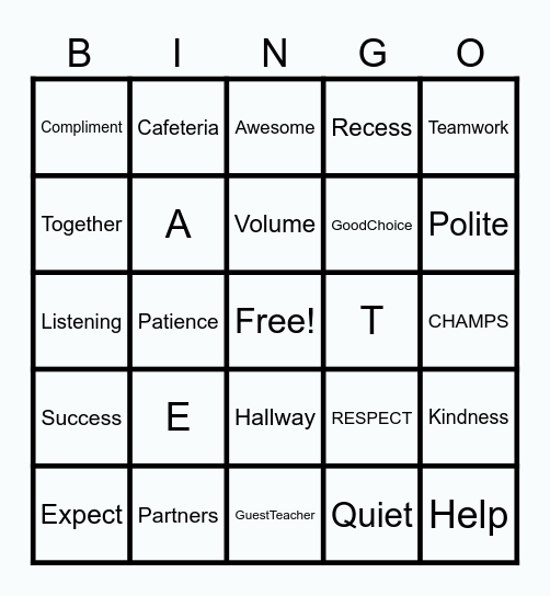 Behavior BINGO!!!! Bingo Card