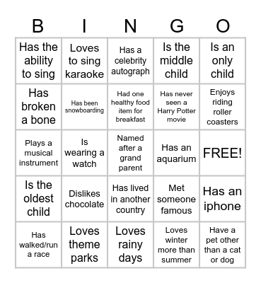 Ice-Ice Breaker Chap Bingo Card