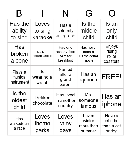 Ice-Ice Breaker Chap Bingo Card