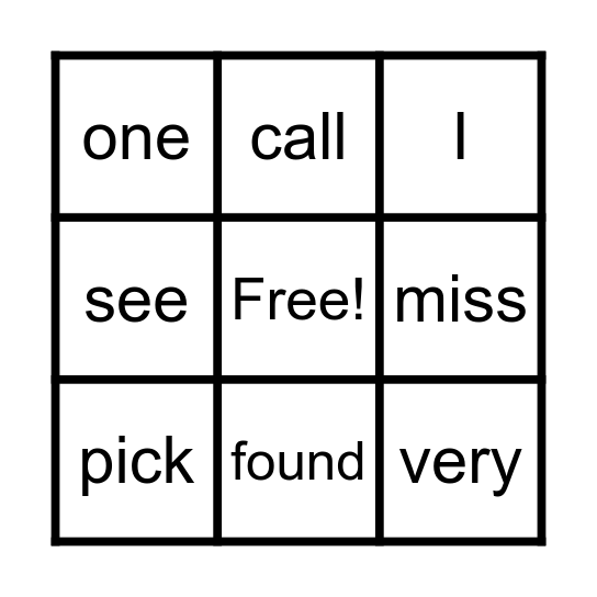 Across the Miles High Frequency Words Bingo Card