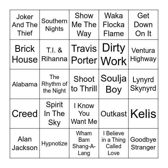 Smorgasbord Bingo Card