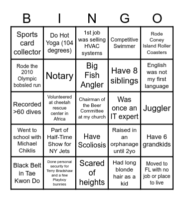 BNI CONNECTION BINGO Card