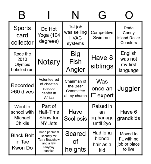 BNI CONNECTION BINGO Card