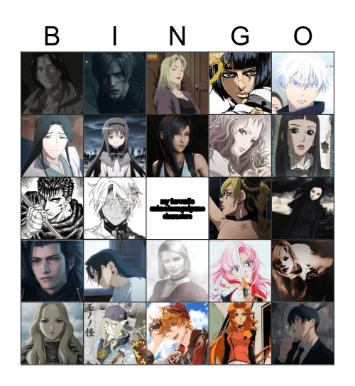 my favourite anime/manga/game characters Bingo Card