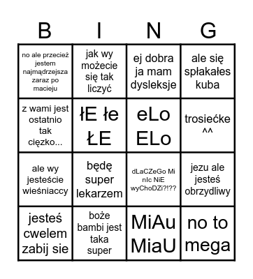 werek classic Bingo Card