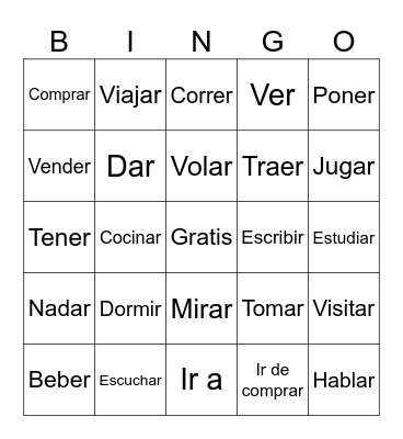 Write in Spanish Bingo Card