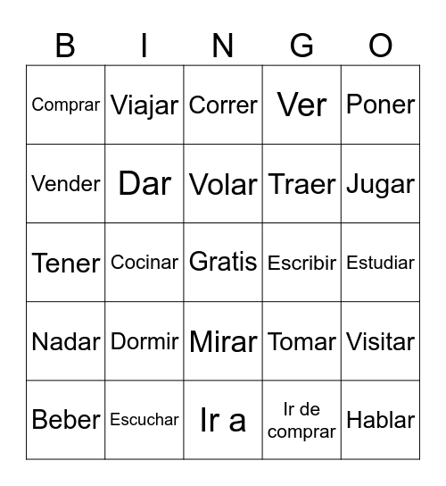 Write in Spanish Bingo Card