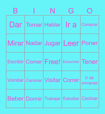 Spanish Verbs Bingo Card