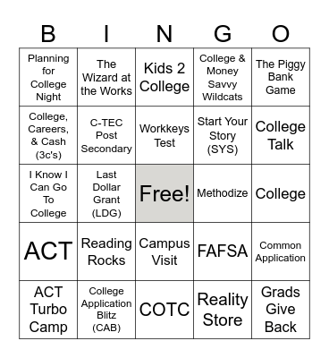 A Call to College Bingo Card