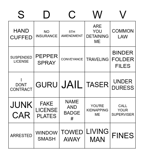 SDC Bingo Card