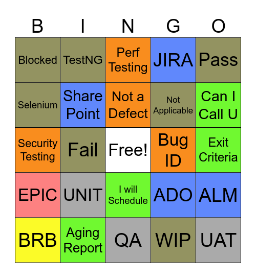 QA Team Bingo Card