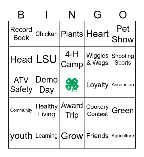 4-H Bingo Card