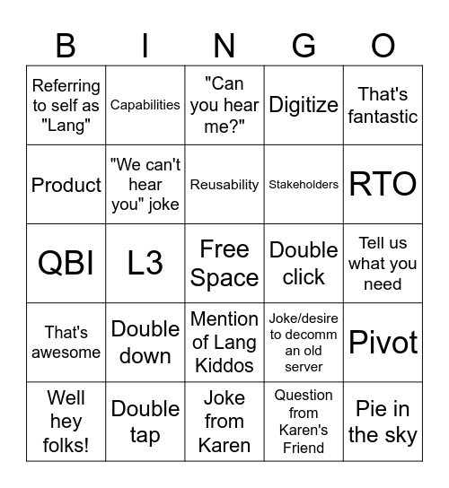 PE Bingo Card