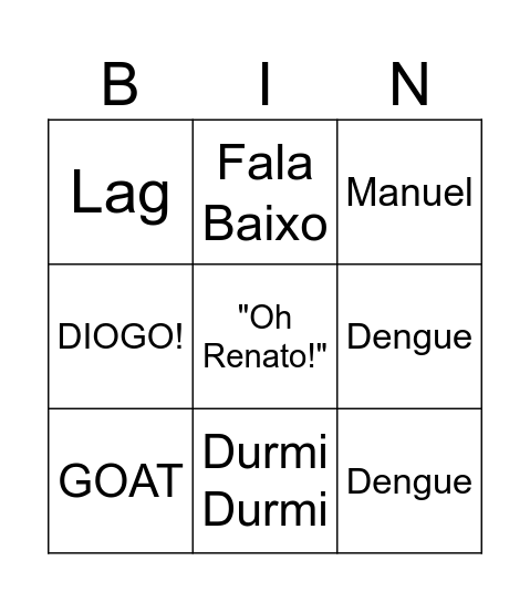 Gustavo Bingo Card