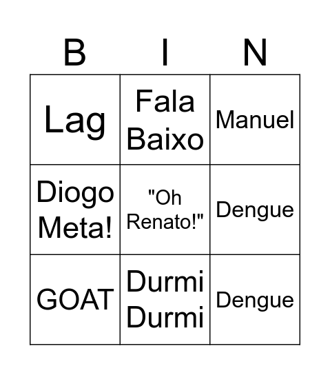 Gustavo Bingo Card