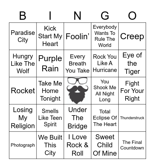 CLASSIC ROCK | RD 3 | 80's & 90's Bingo Card