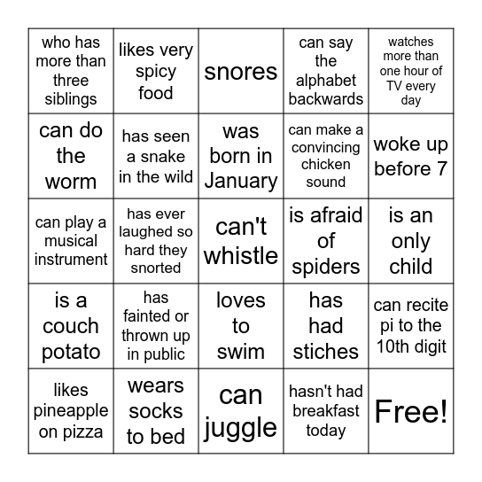 FIND SOMEONE WHO Bingo Card