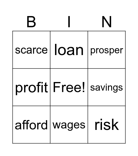 Vocab Week 1 Bingo Card