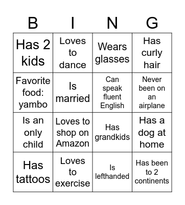 Human Bingo Card