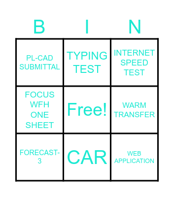 CAD BINGO Card