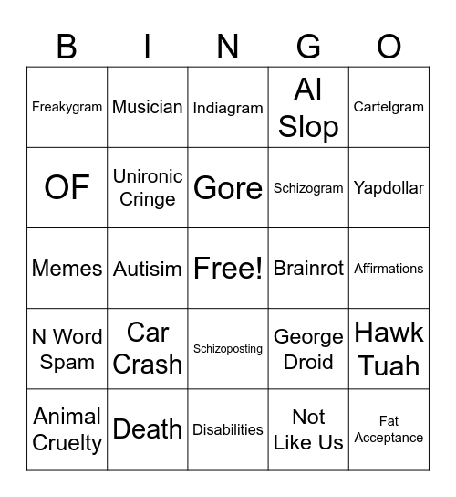 Instagram Reels Bingo Card