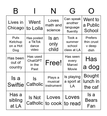 Find Someone Who - Initial Bingo Card