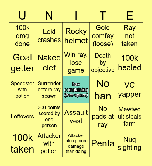 UNITE BINGO Card