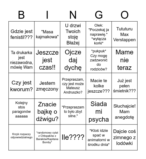 Diakonia Bingo Card