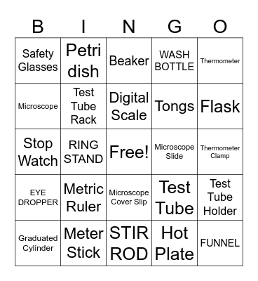 Lab Equipment - Review Game 2024 Bingo Card
