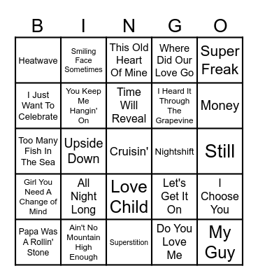 Motown Bingo Card