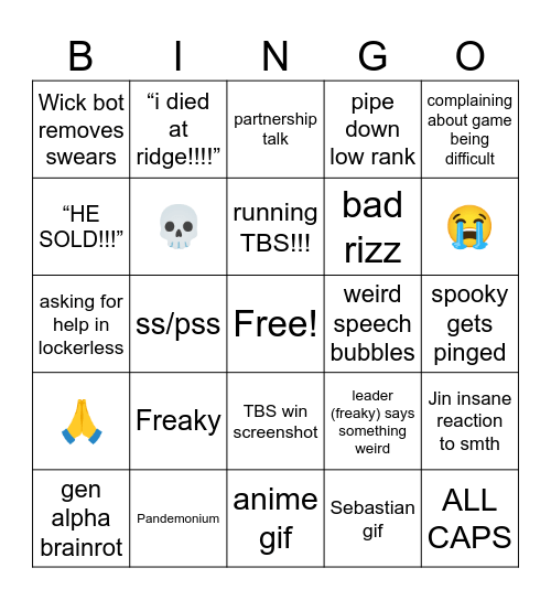 Urbanshade Elites Bingo Card