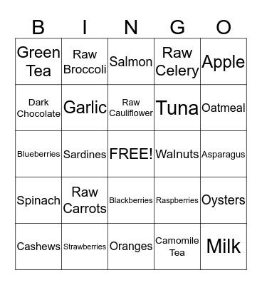 FOODS I EAT! Bingo Card